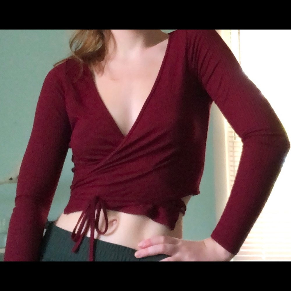 Deep red forever 21 wrap top!